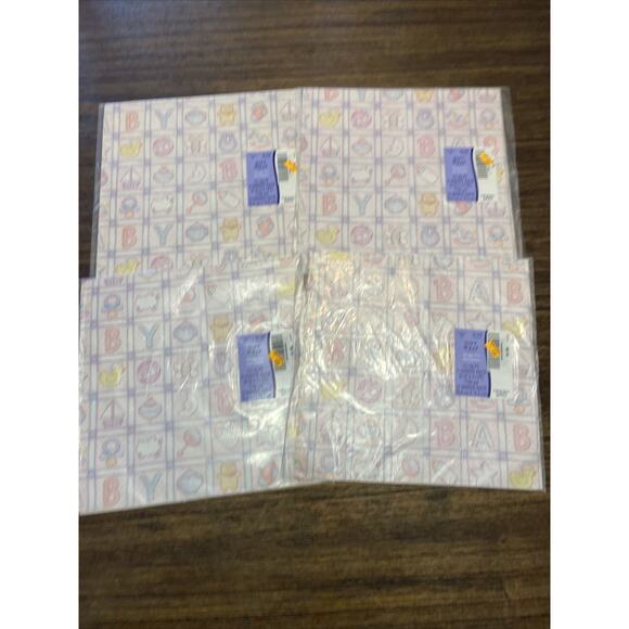 Vintage Hallmark Gift Wrap Lot Of 4 New In Package New Baby, Baby Shower - Picture 1 of 4